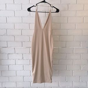 Meshki champagne/cream colored mid length dress size XS